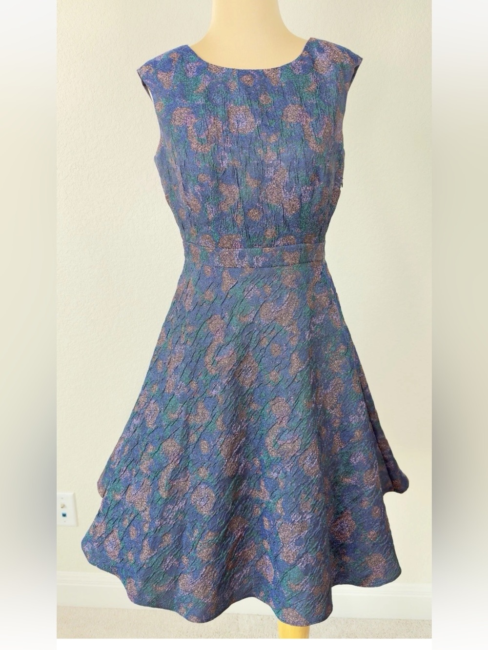 Boden Limited Edition Floral Metallic Print Fit Flare Cocktail Dress 6